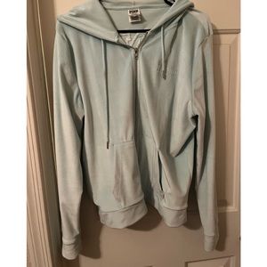 Pink velour hoodie baby blue